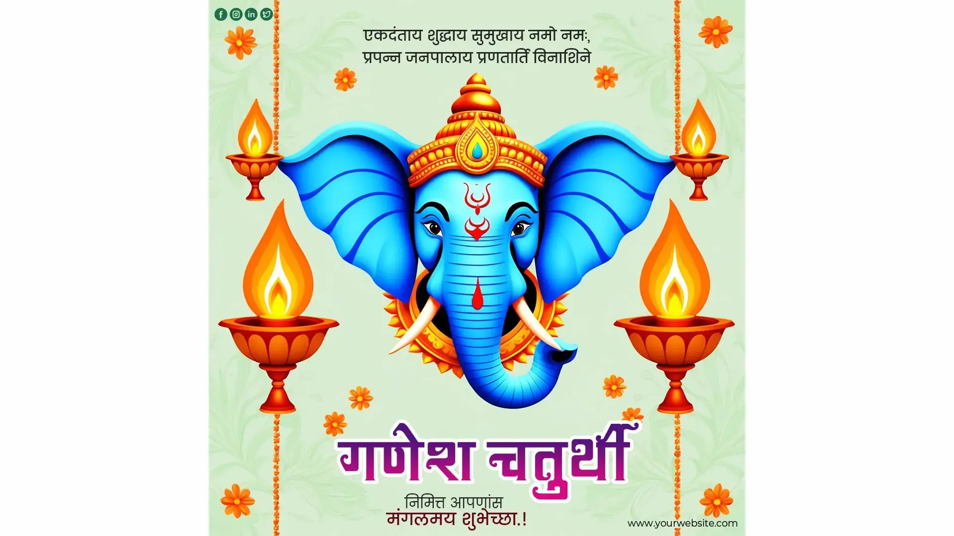 Divine Ganesh Chaturthi Instagram Post Design with Traditional Elegance